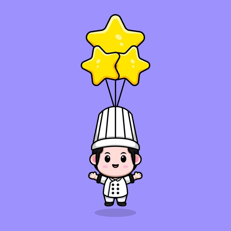 Icono de dibujos animados de mascota de chef lindo. Ilustración de personaje de mascota kawaii para pegatina, póster, animación, libro para niños u otro producto digital e impreso vector