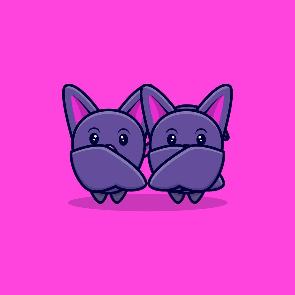 Cute Bat mascot cartoon icon. kawaii mascot character illustration for sticker, poster, animation, children book, or other digital and print product vector