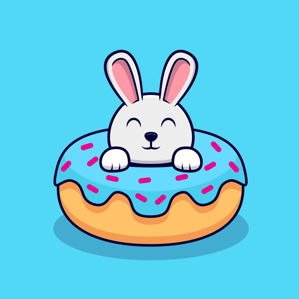 Cute bunny inside donut design icon illustration vector