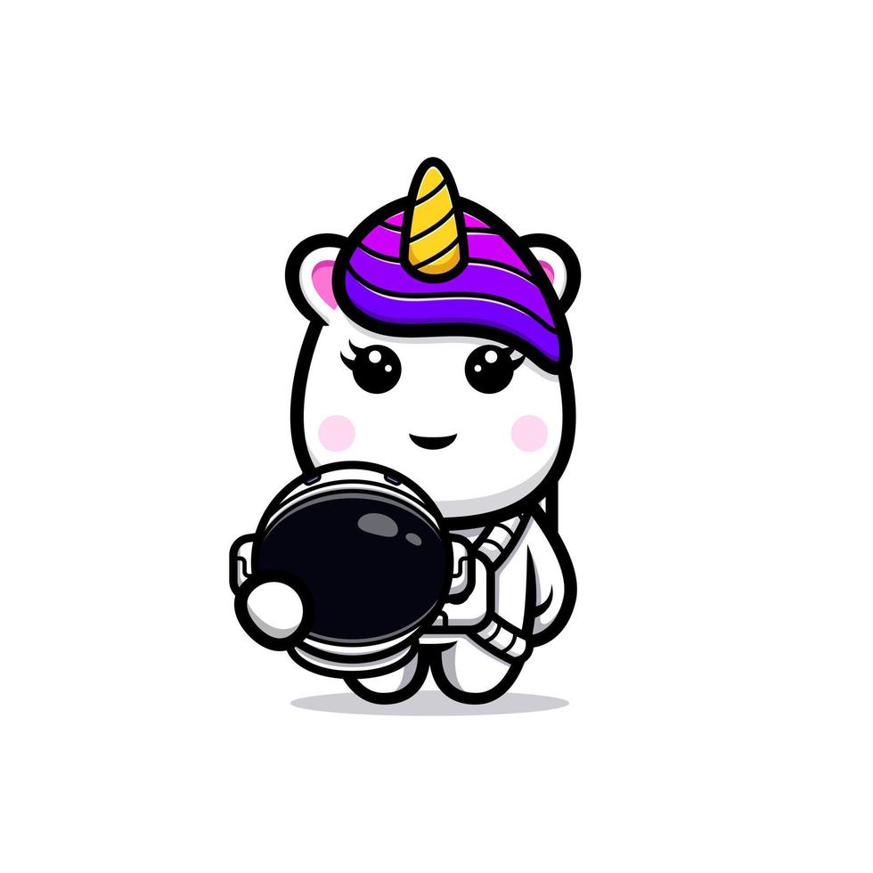 Cute unicorn astronaut mascot design vector