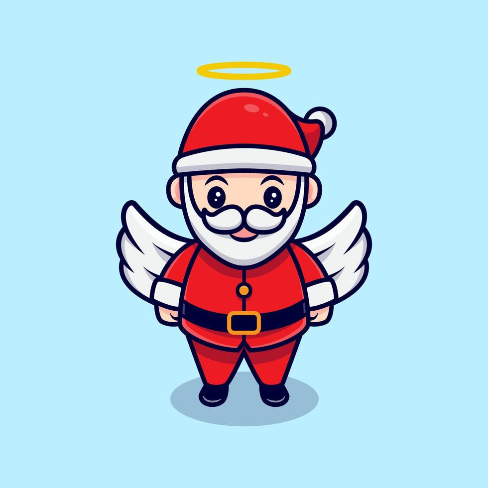 Cute Angel Santa Claus Mascot Cartoon Vector Illustration.