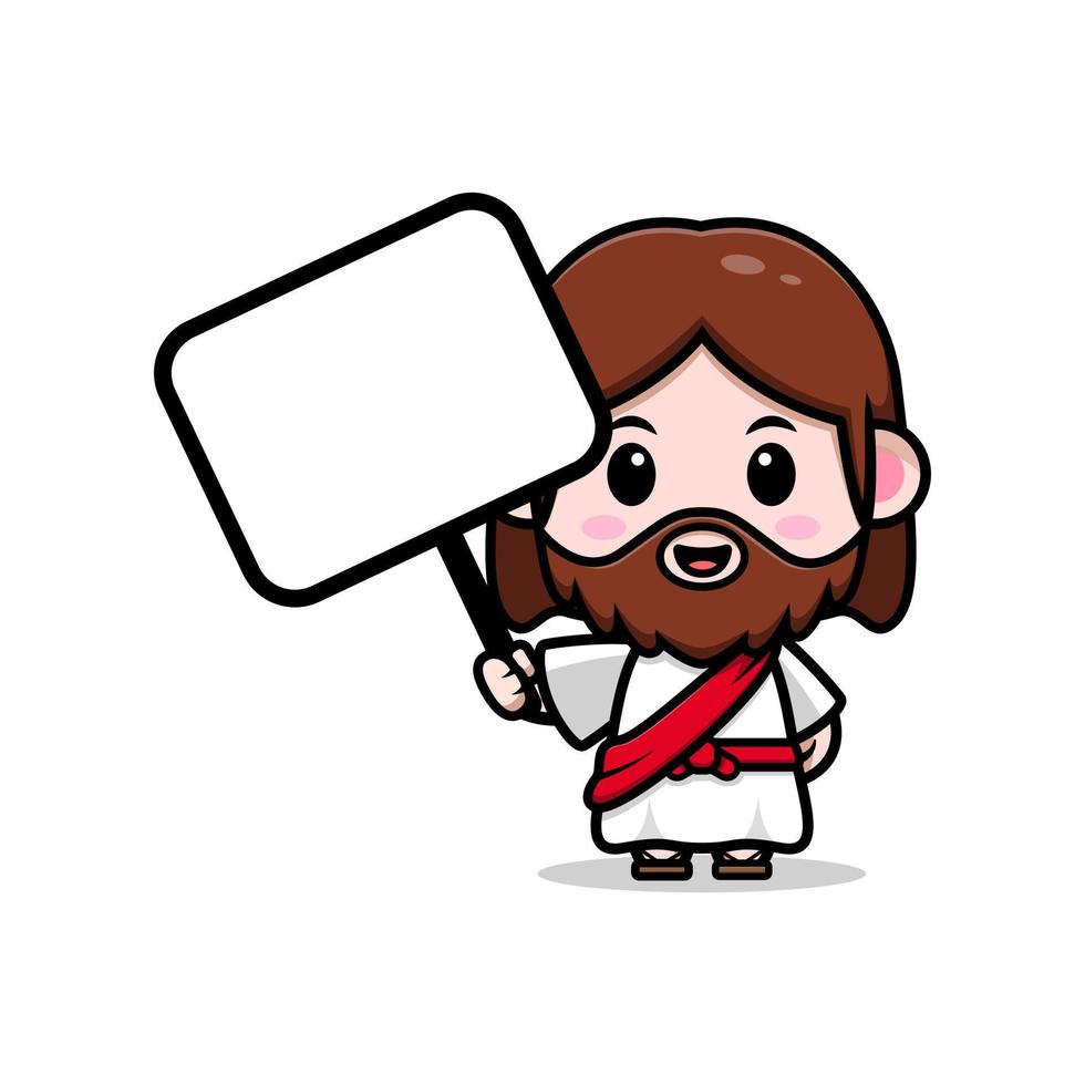 cute  Jesus Christ mascot cartoon icon. kawaii mascot character illustration for sticker, poster, animation, children book, or other digital and print product vector