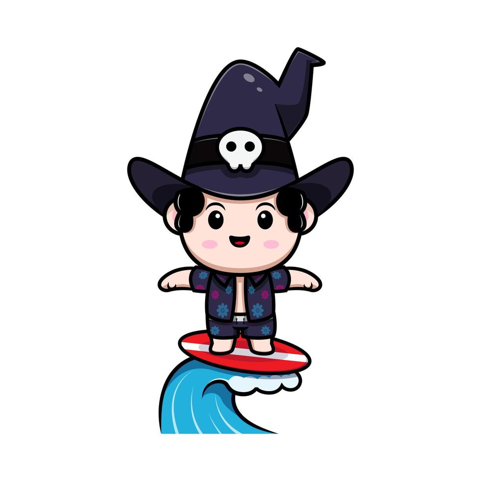 cute wizard mascot cartoon icon. kawaii mascot character illustration for sticker, poster, animation, children book, or other digital and print product vector