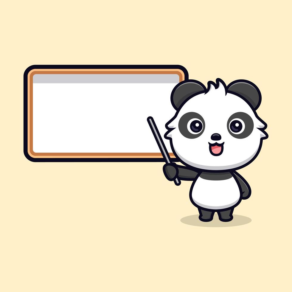 Lindo icono de dibujos animados de mascota panda. Ilustración de personaje de mascota kawaii para pegatina, póster, animación, libro para niños u otro producto digital e impreso vector