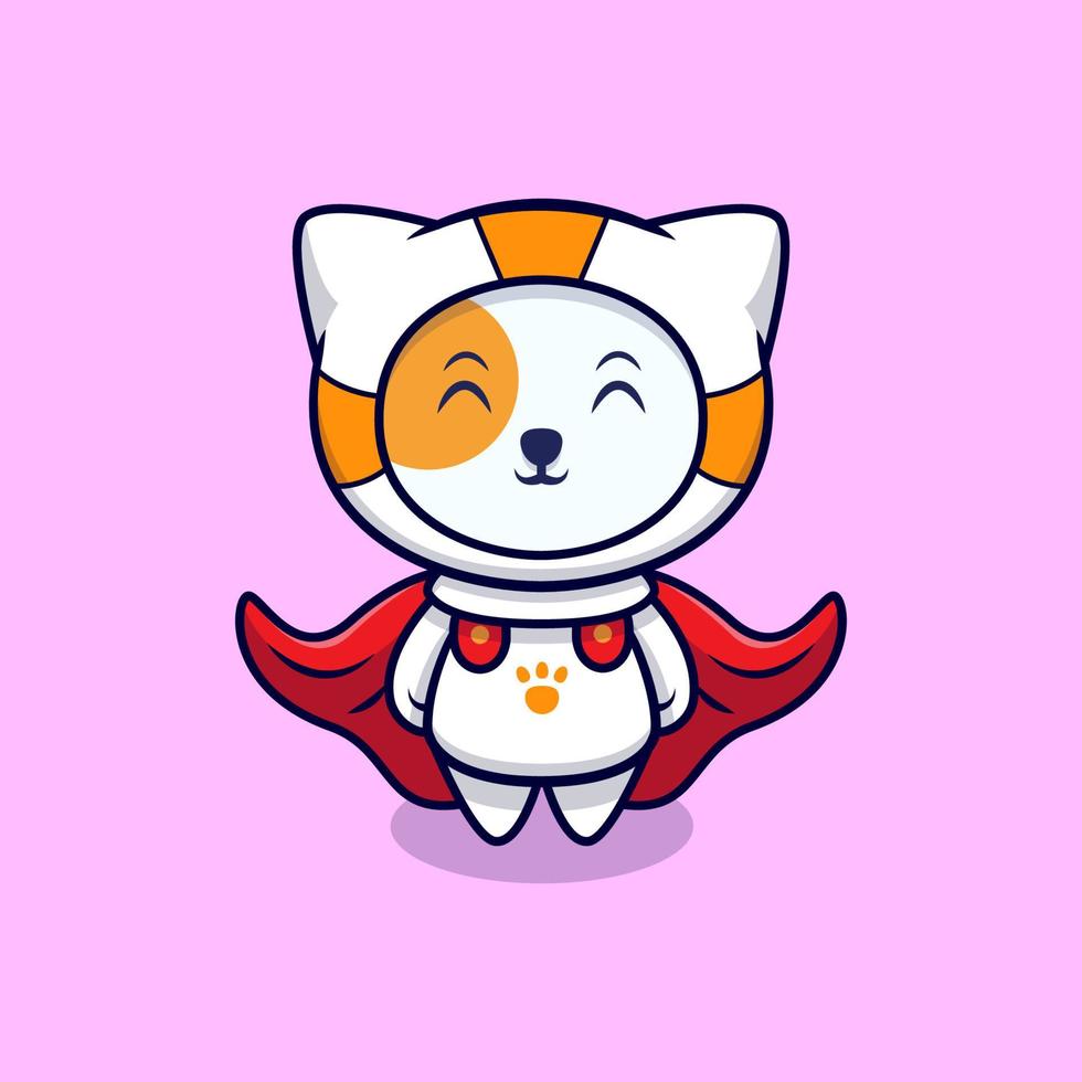 Cute Astronaut Cat Wearing  a Cloak Cartoon Vector Icon Illustration. Flat Cartoon Style