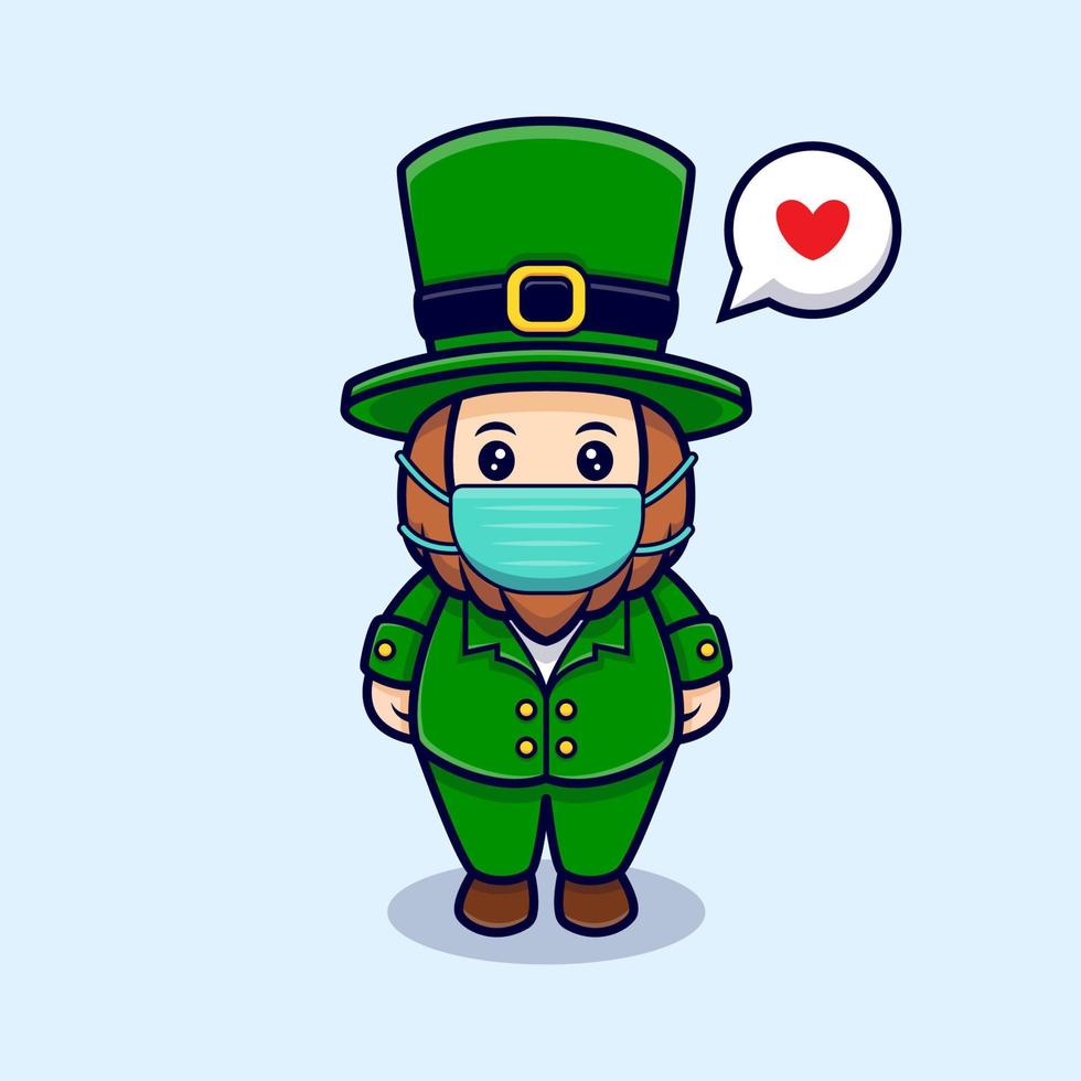 Cute Leprechaun Wearing Mask Cartoon Character  For Saint Patrick's  Day vector