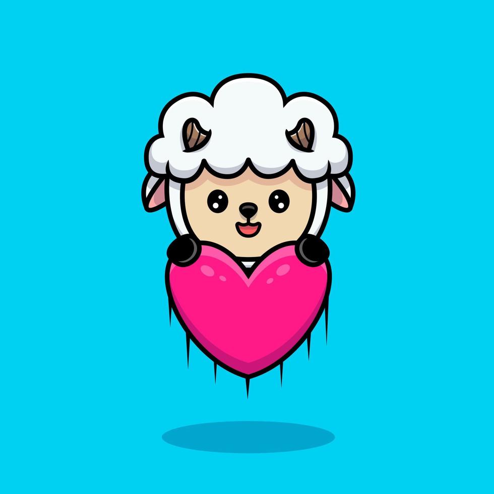 diseño de linda oveja flotando con corazón vector