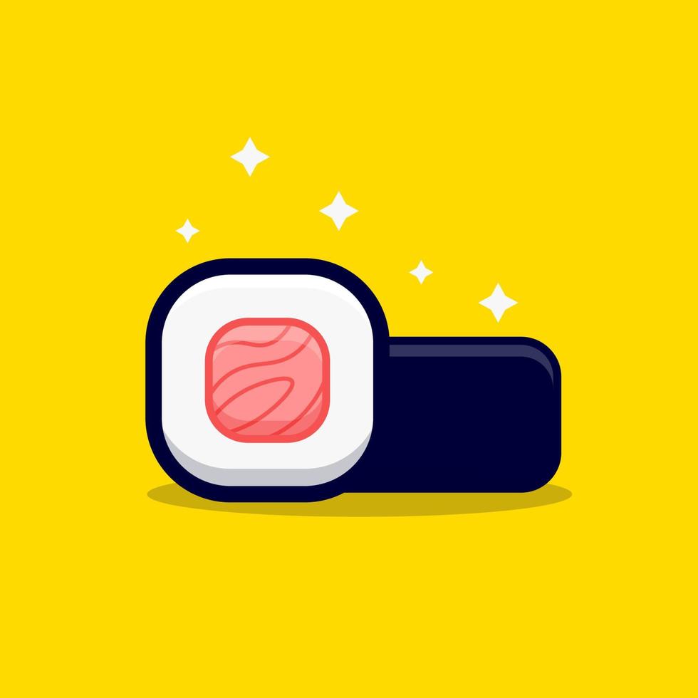 Ilustración de vector de dibujos animados de mascota de rollo de sushi lindo