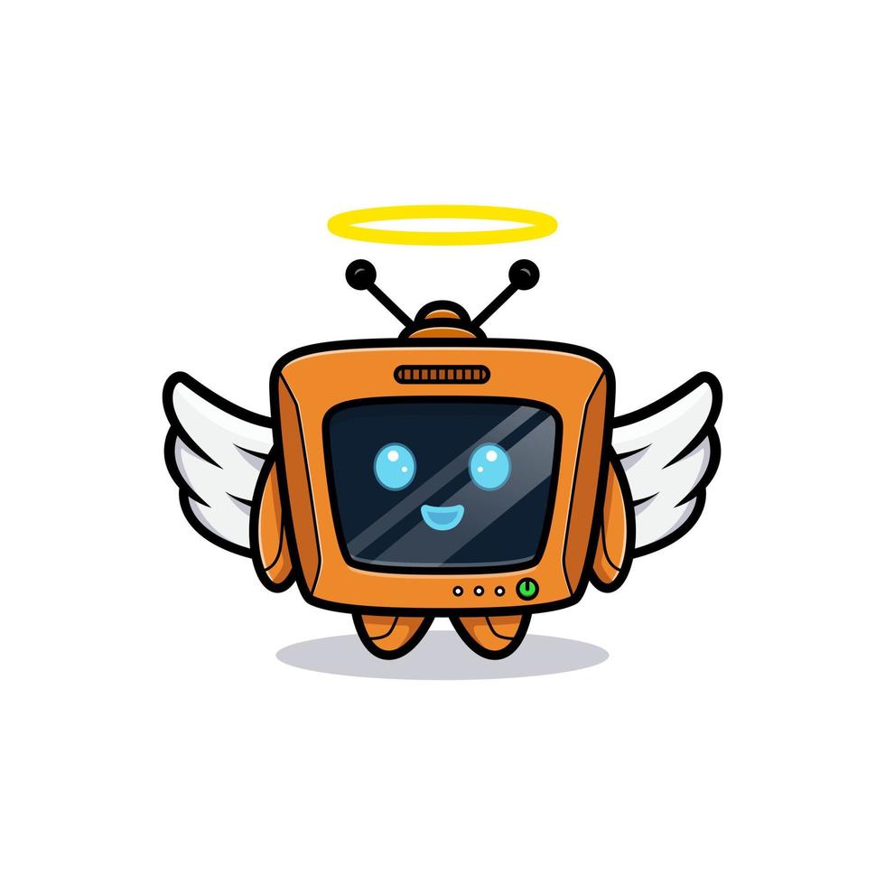 Cute robot with wing, television character version vector