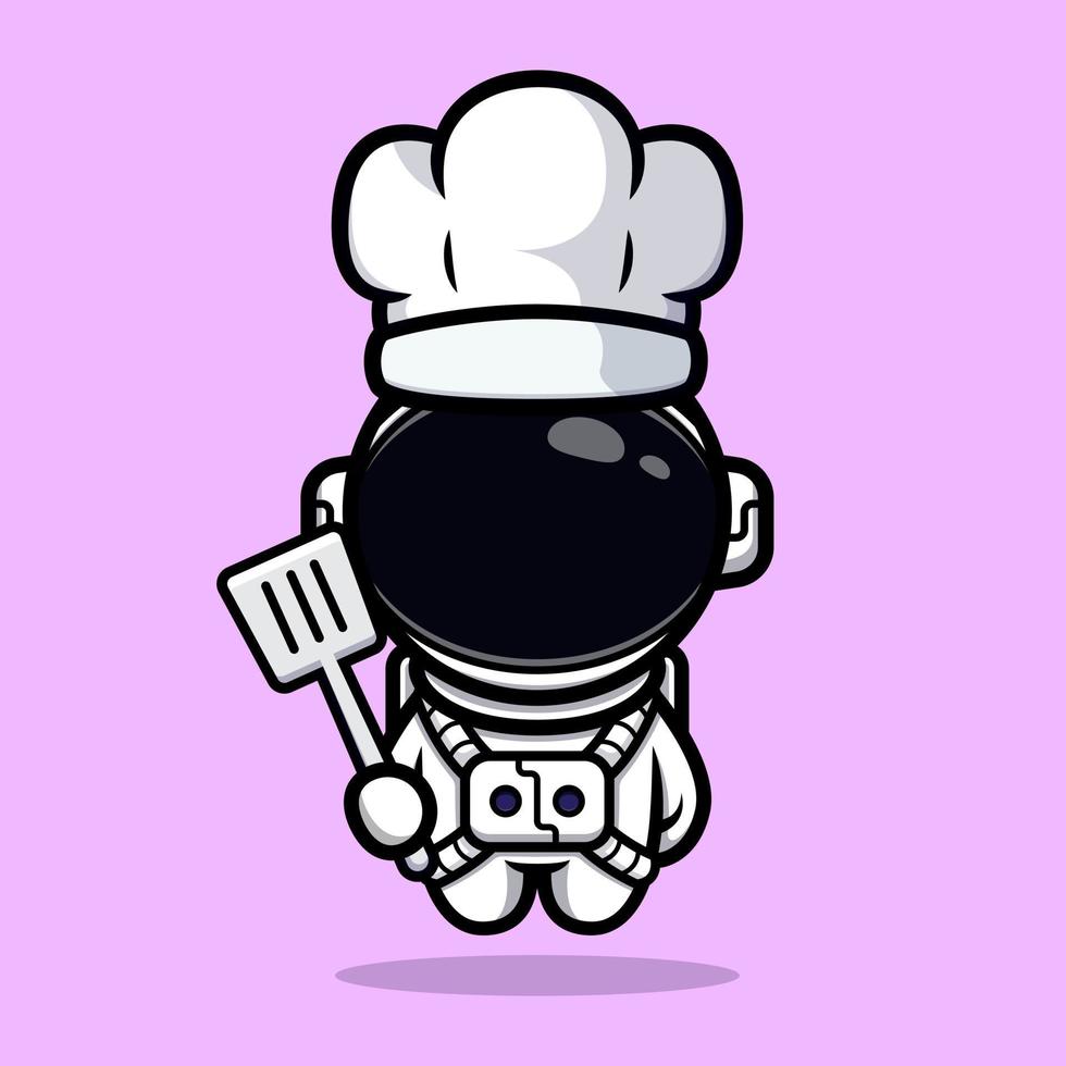 lindo diseño de mascota de chef astronauta vector