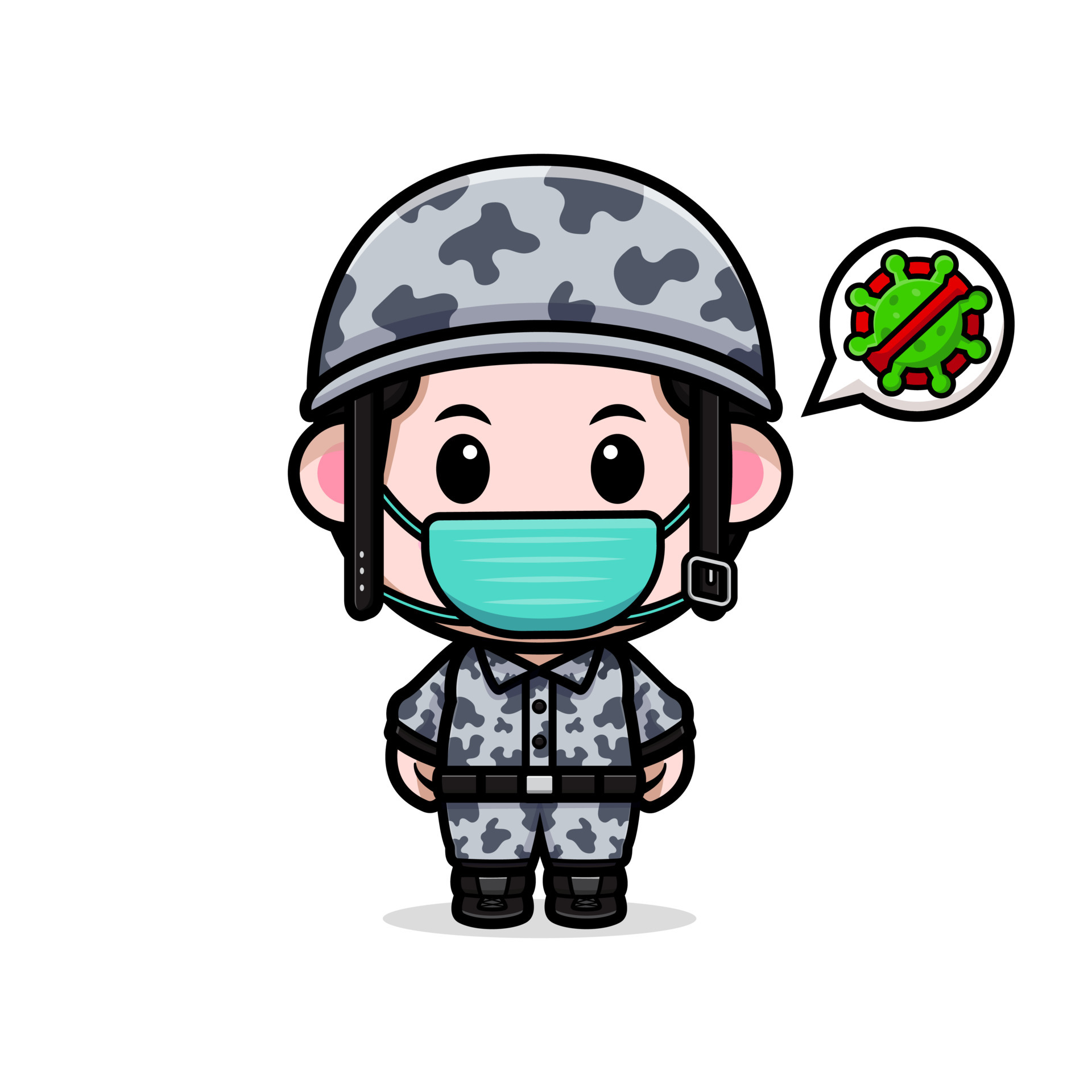 cute army mascot cartoon icon. kawaii mascot character illustration for  sticker, poster, animation, children book, or other digital and print  product 5054884 Vector Art at Vecteezy