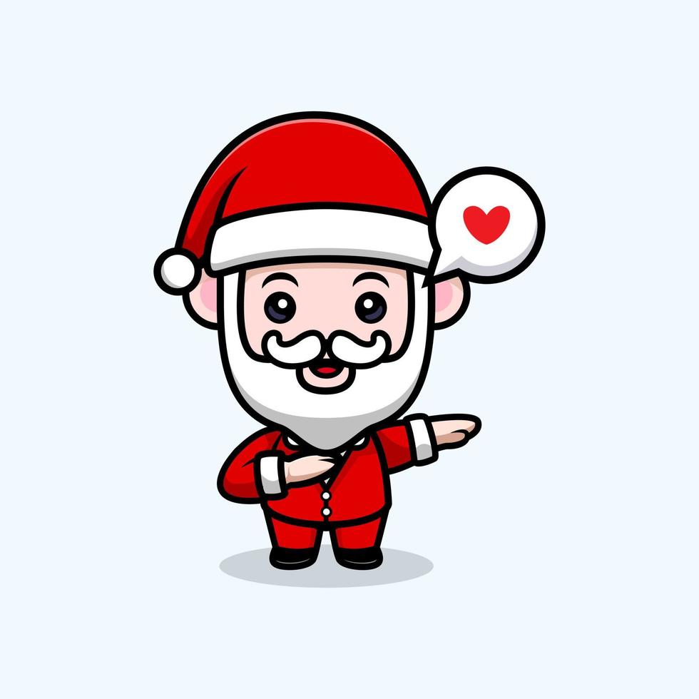 cute santa claus mascot cartoon icon. kawaii mascot character illustration for sticker, poster, animation, children book, or other digital and print product vector