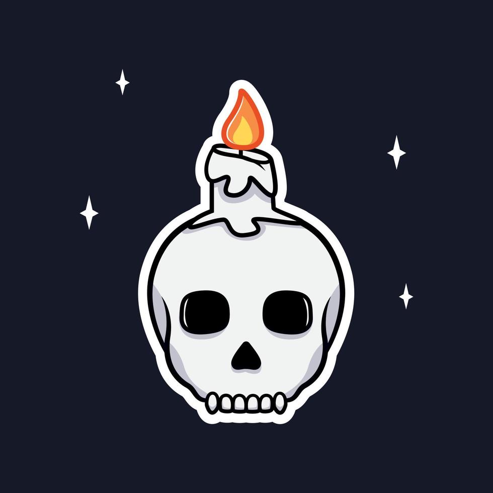 Skull with candle sticker desain icon illustration 5054899 Vector Art