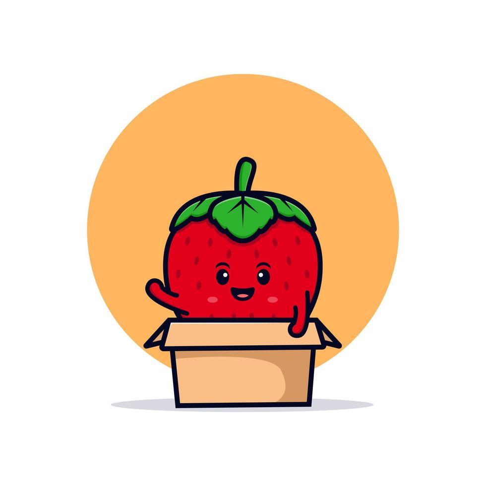 cute strawberry character cartoon mascot.kawaii mascot character illustration for sticker, poster, animation, children book, or other digital and print product vector