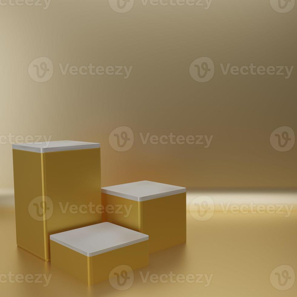 3d rendering of the podium in elegant gold color photo