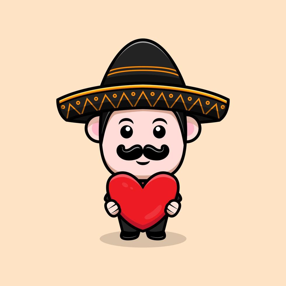 cute Mexican mariachi mascot cartoon icon. kawaii mascot character illustration for sticker, poster, animation, children book, or other digital and print product vector