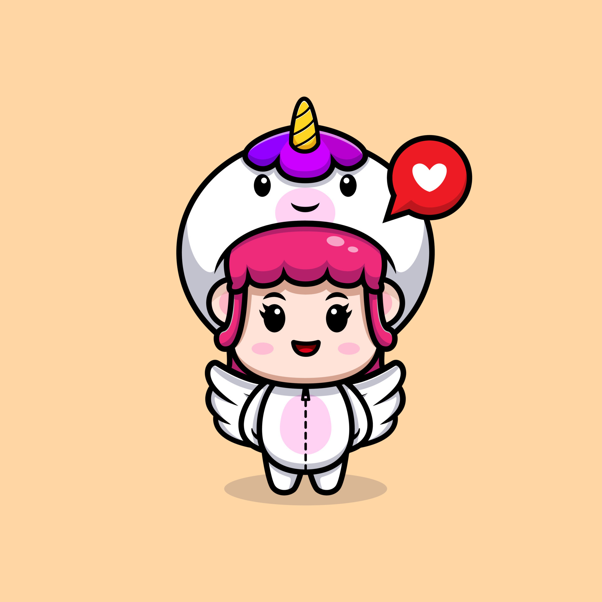 design of cute girl wearing unicorn costume. animal costume character  cartoon illustration for sticker, poster, animation, children book, or  other digital and print product 5055131 Vector Art at Vecteezy