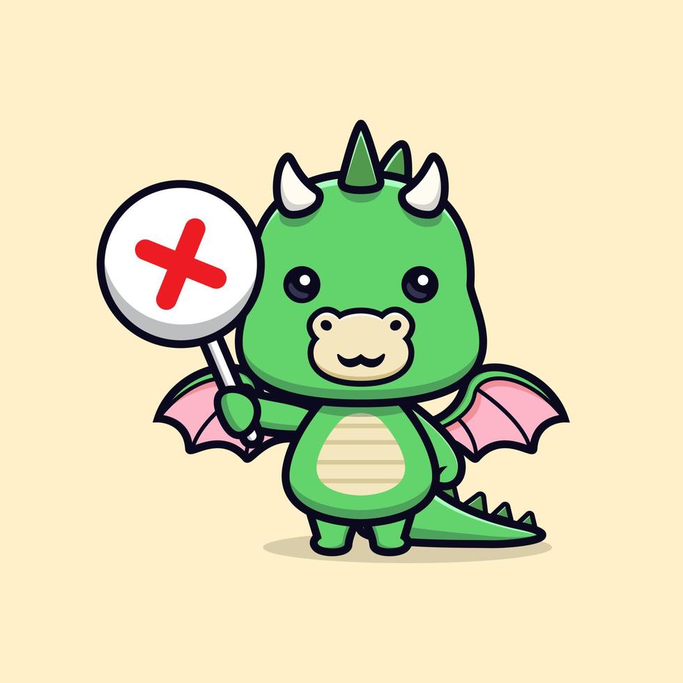 Icono de dibujos animados lindo bebé dragón mascota. Ilustración de personaje de mascota kawaii para pegatina, póster, animación, libro para niños u otro producto digital e impreso vector