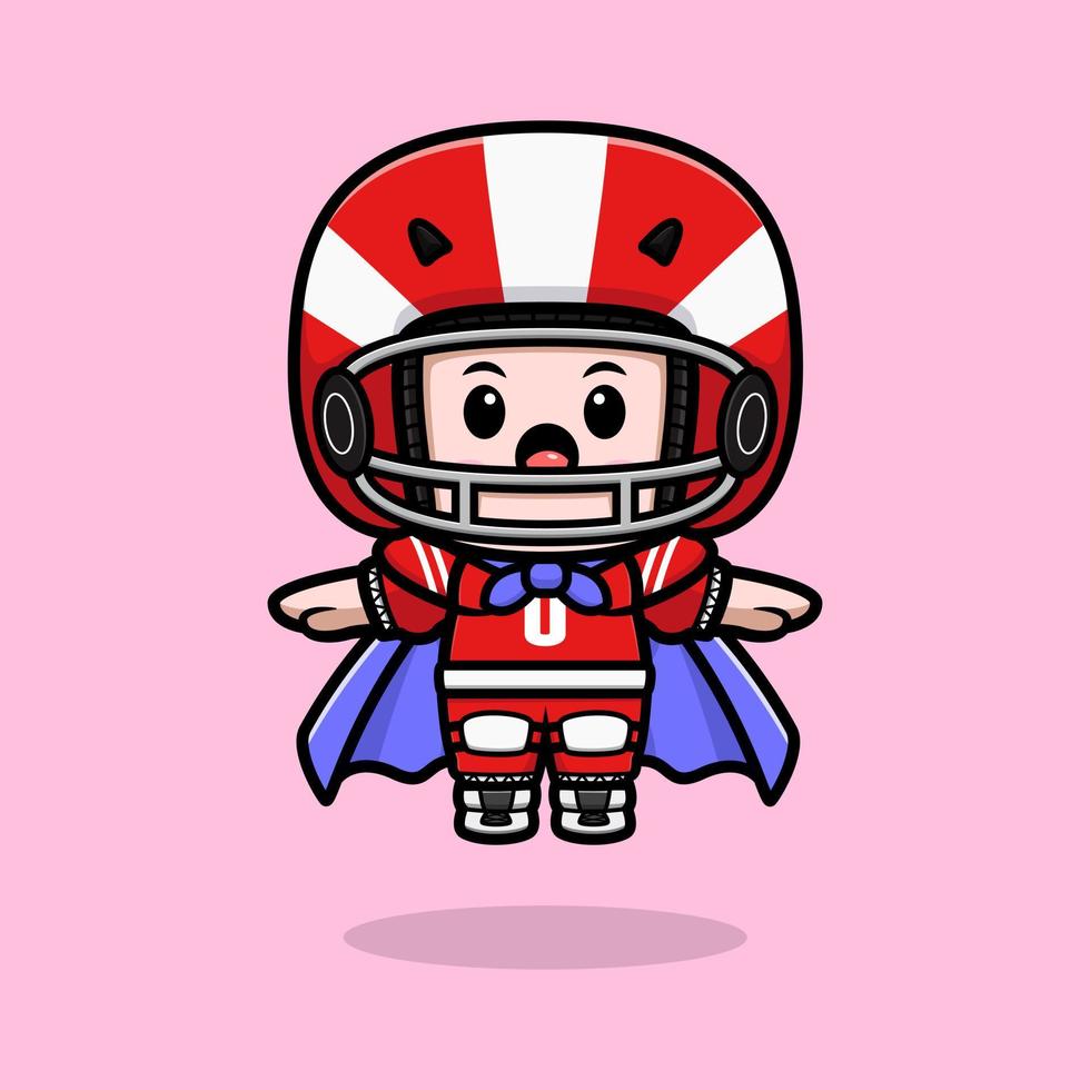 Cute American football player kawaii mascot character illustration for sticker, poster, animation, children book, or other digital and print product vector