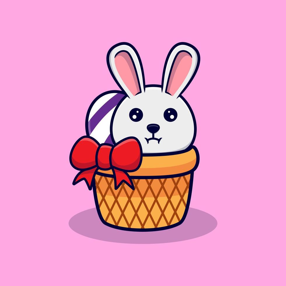 lindo conejito con huevos decorativos para el día de pascua diseño icono ilustración vector