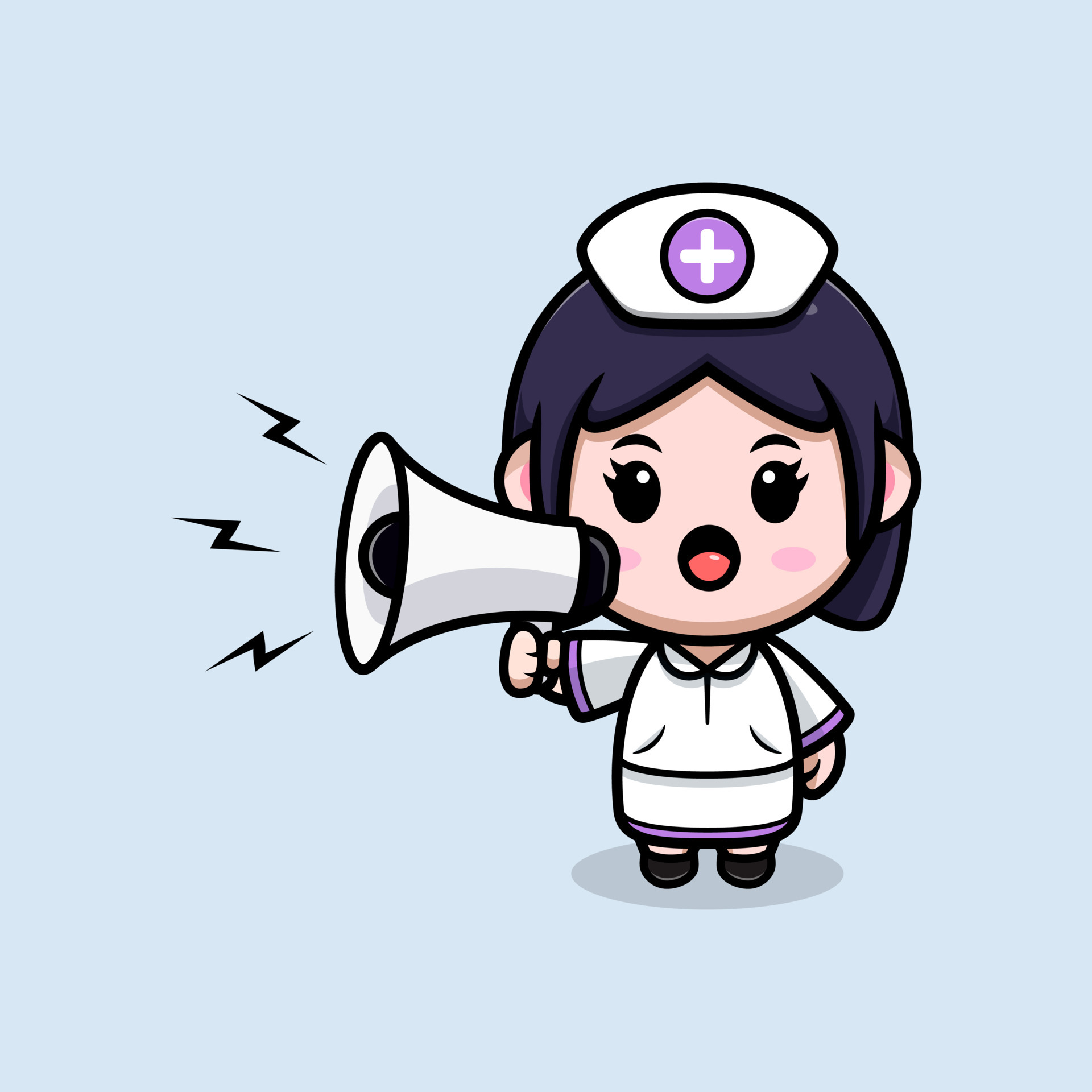 cute nurse mascot cartoon icon. kawaii mascot character illustration