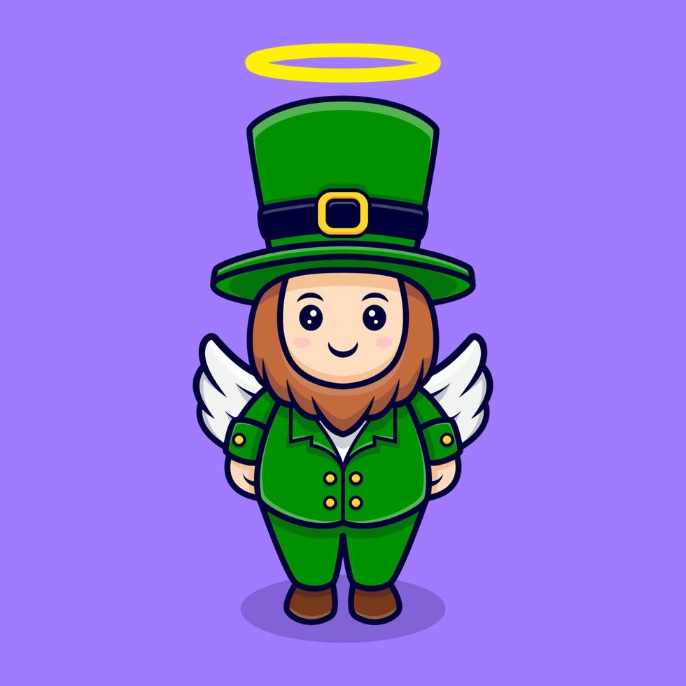 Cute Leprechaun Have Wing Cartoon Character  For Saint Patrick's  Day vector