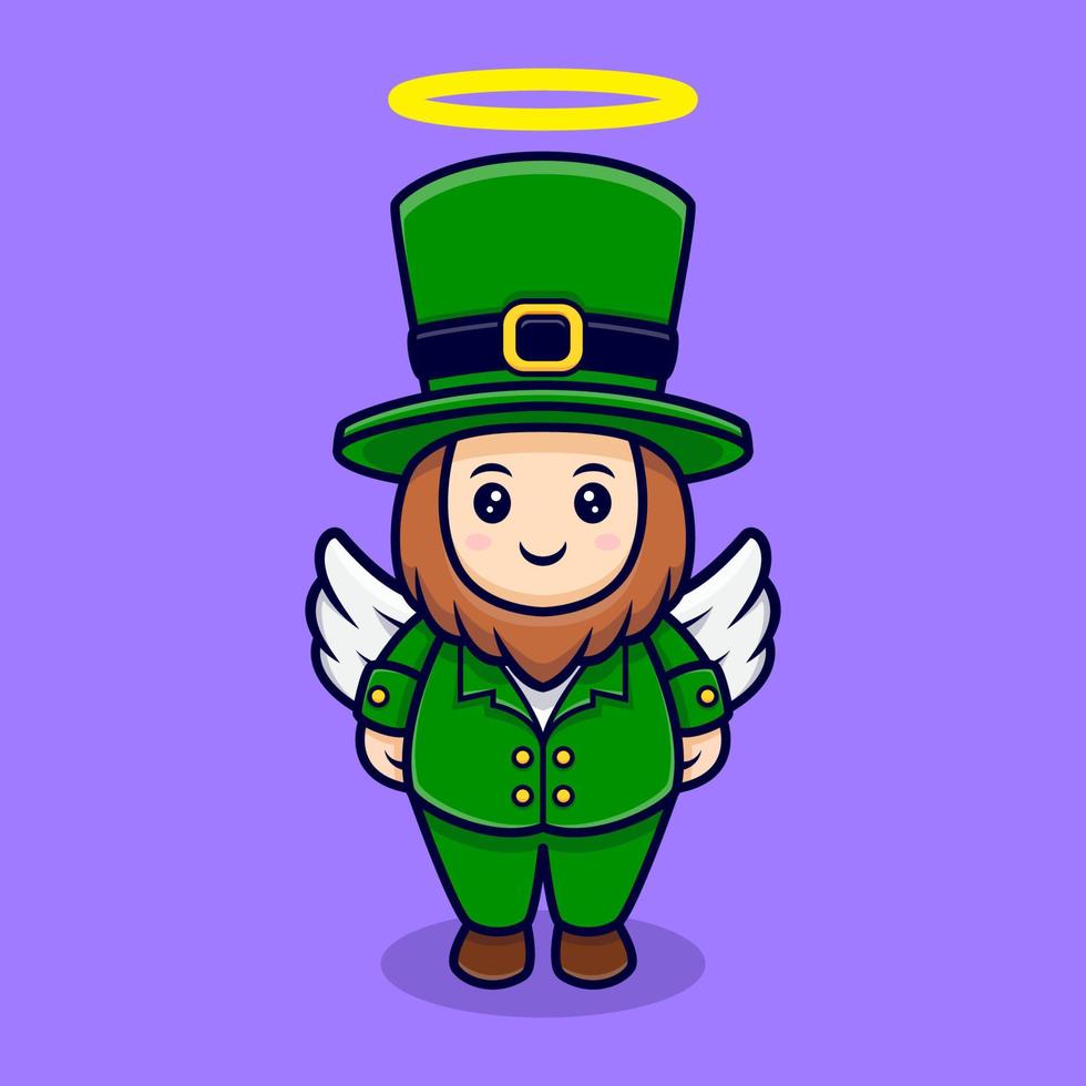 Cute Leprechaun Have Wing Cartoon Character  For Saint Patrick's  Day vector