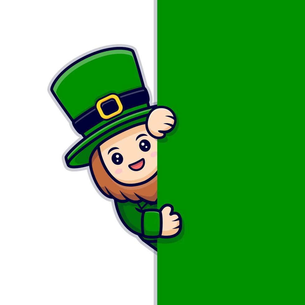 Cute Leprechaun Popup From Side Character  For Saint Patrick's  Day vector