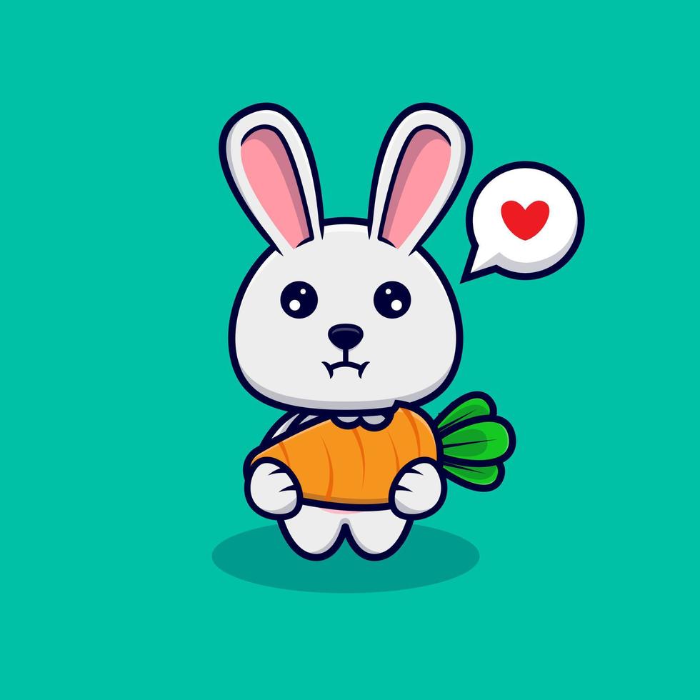 lindo conejito comiendo zanahoria diseño icono ilustración vector
