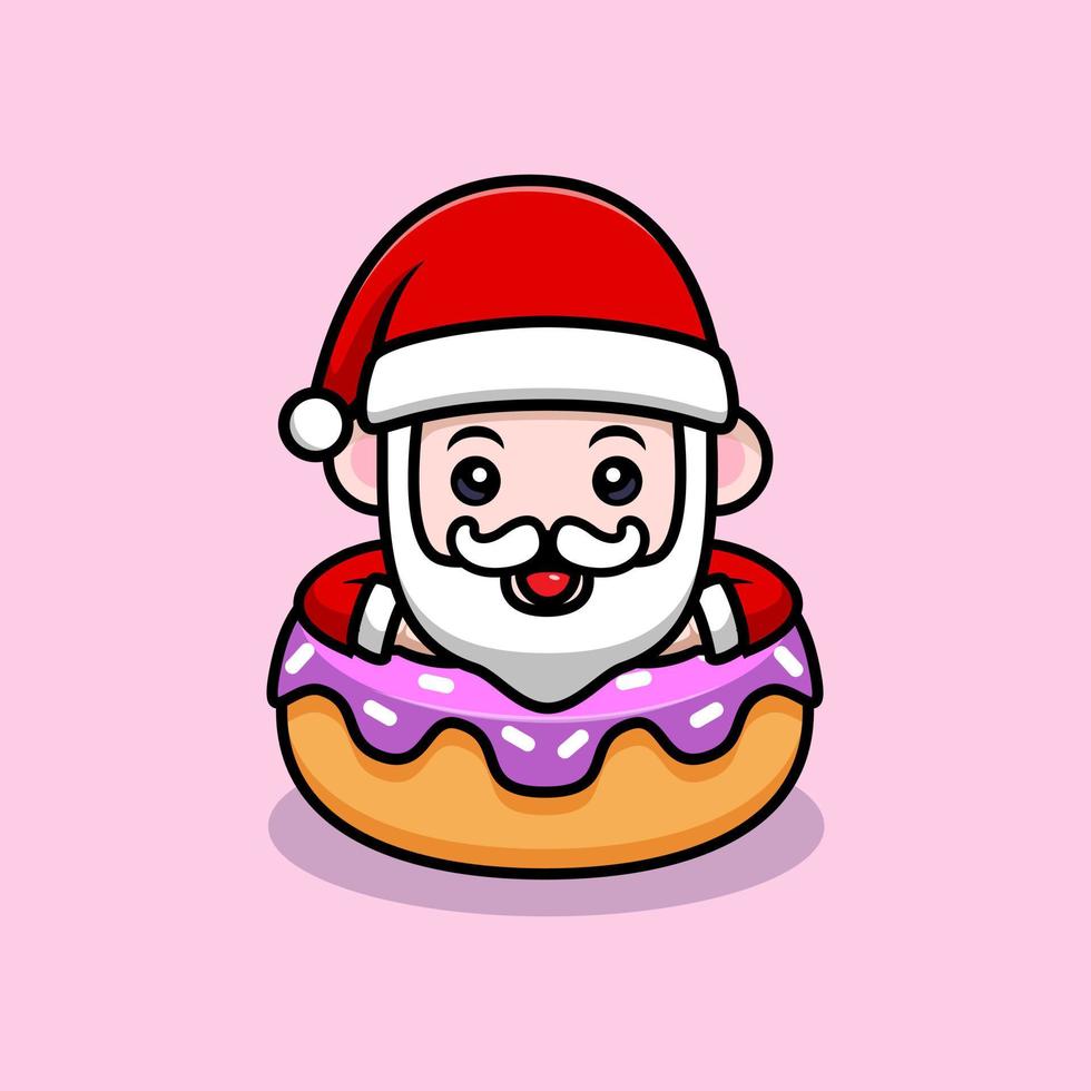 lindo icono de dibujos animados de la mascota de santa claus. Ilustración de personaje de mascota kawaii para pegatina, póster, animación, libro para niños u otro producto digital e impreso vector