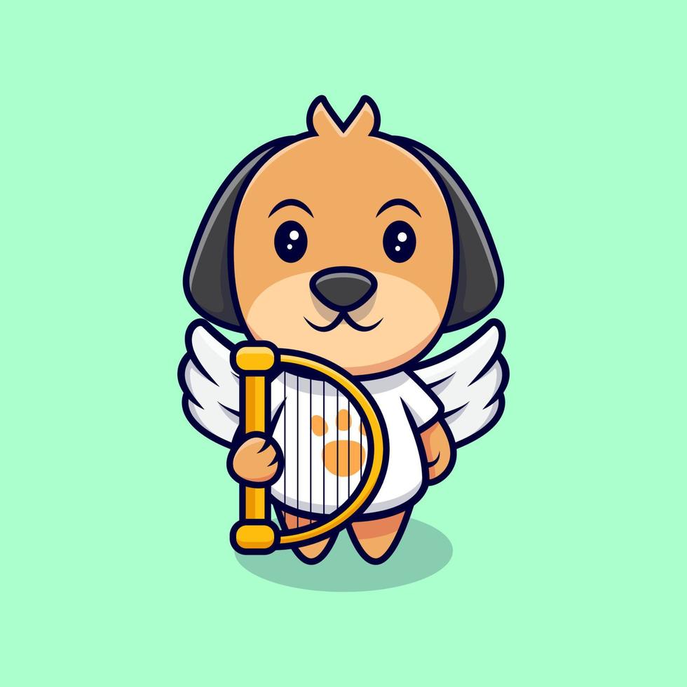 Cute Angel Dog Cartoon Vector Icon Illustration. Flat Cartoon Style