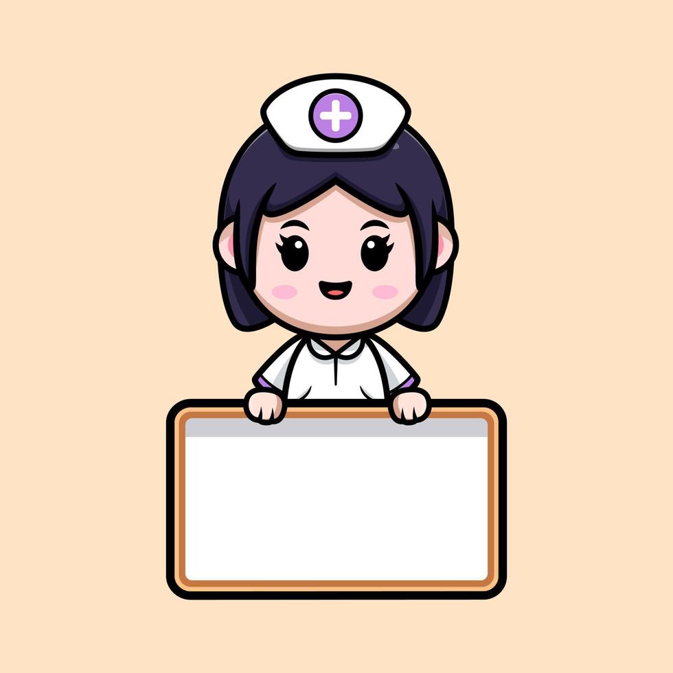 cute nurse mascot cartoon icon. kawaii mascot character illustration for sticker, poster, animation, children book, or other digital and print product vector