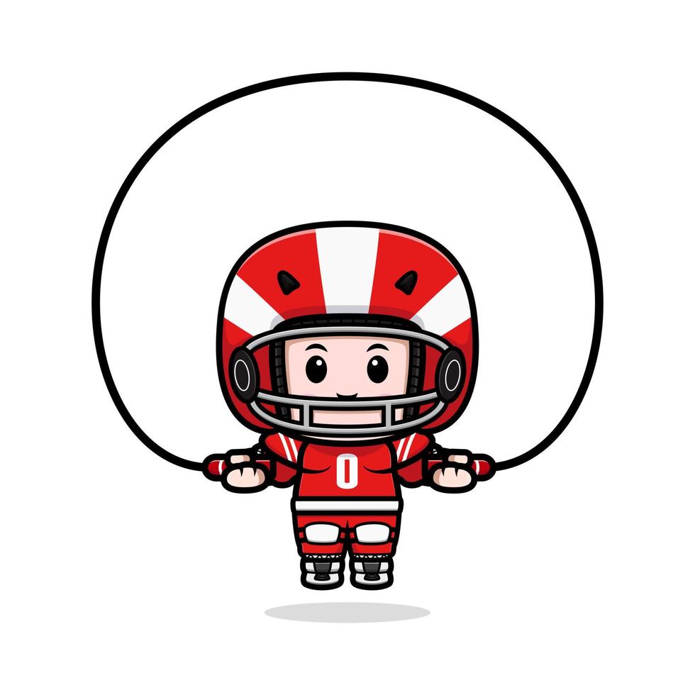 Cute American football player kawaii mascot character illustration for sticker, poster, animation, children book, or other digital and print product vector