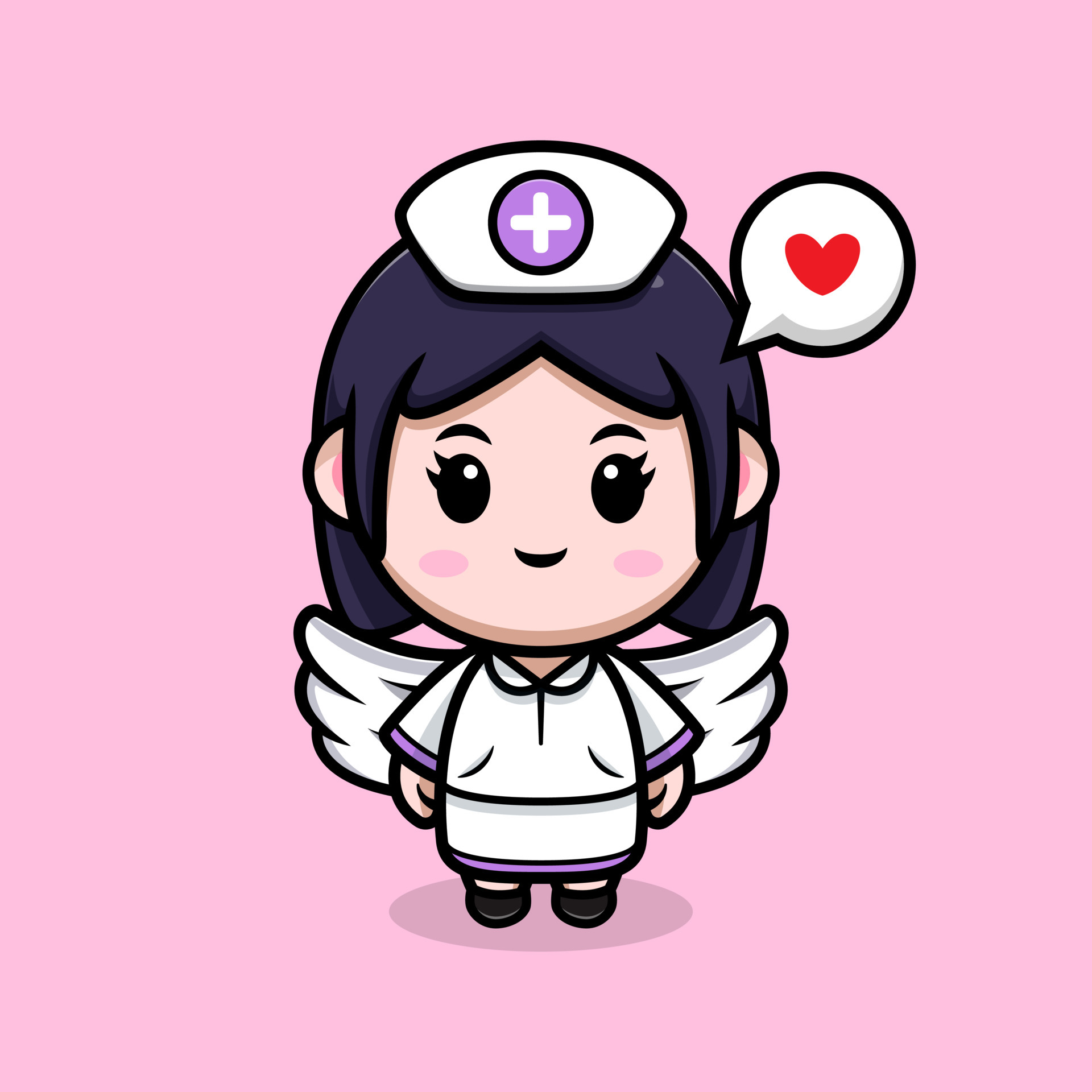 cute nurse mascot cartoon icon. kawaii mascot character