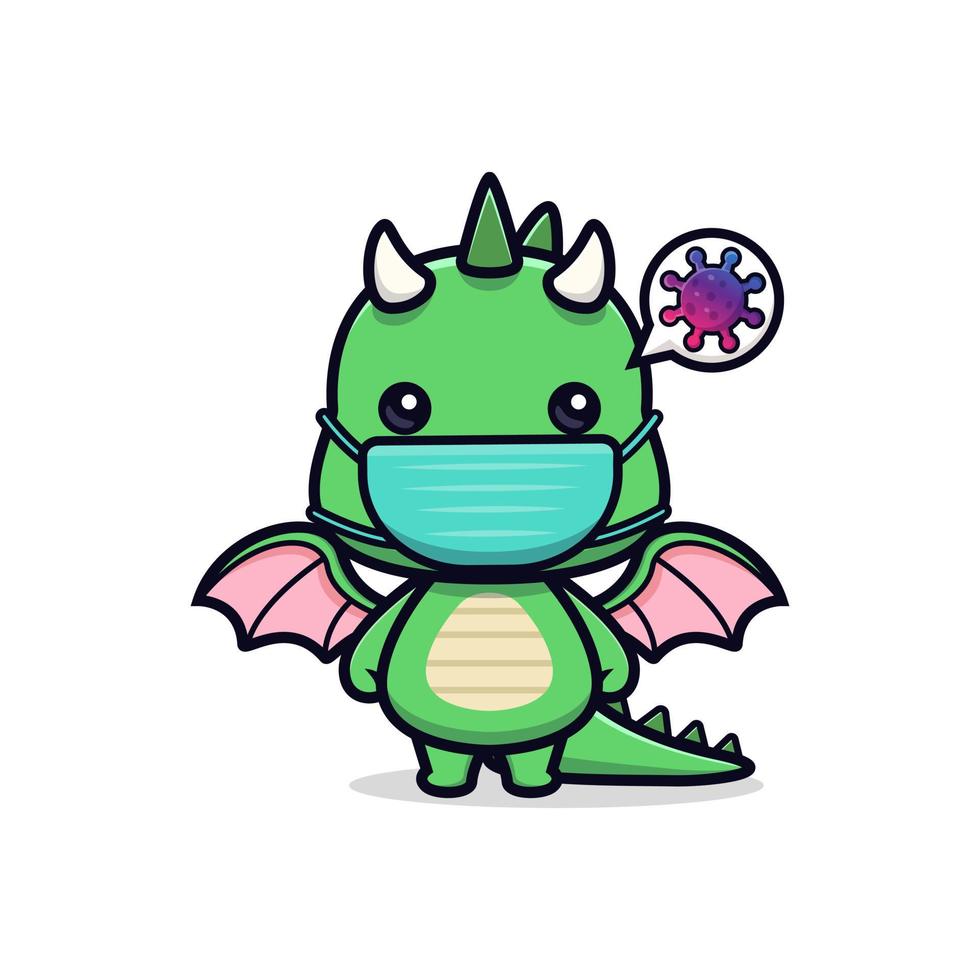 Icono de dibujos animados lindo bebé dragón mascota. Ilustración de personaje de mascota kawaii para pegatina, póster, animación, libro para niños u otro producto digital e impreso vector