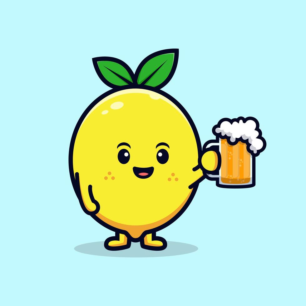 design of cute lemon character cartoon mascot.kawaii mascot character illustration for sticker, poster, animation, children book, or other digital and print product vector
