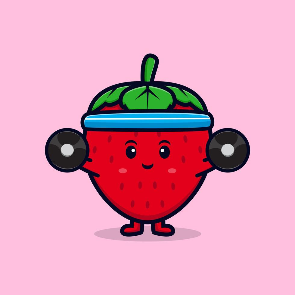 cute strawberry character cartoon mascot.kawaii mascot character illustration for sticker, poster, animation, children book, or other digital and print product vector