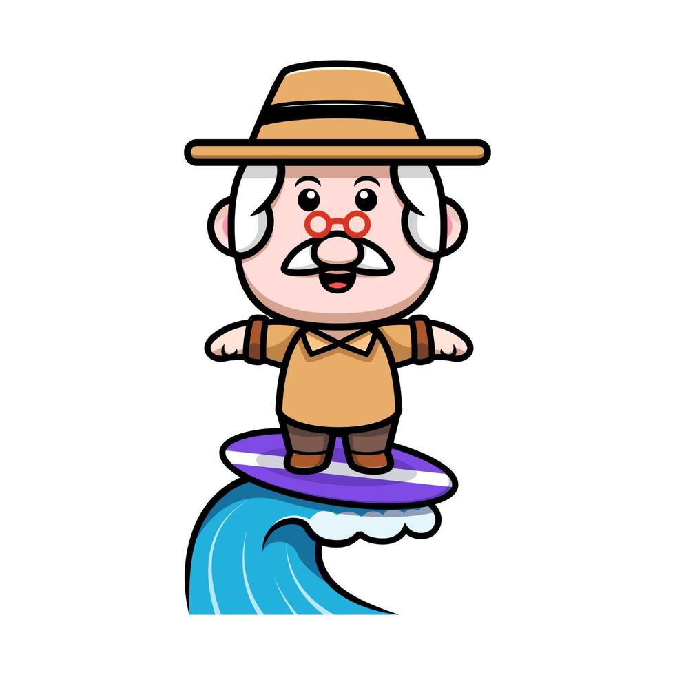 cute grandfather mascot cartoon icon. kawaii mascot character illustration for sticker, poster, animation, children book, or other digital and print product vector