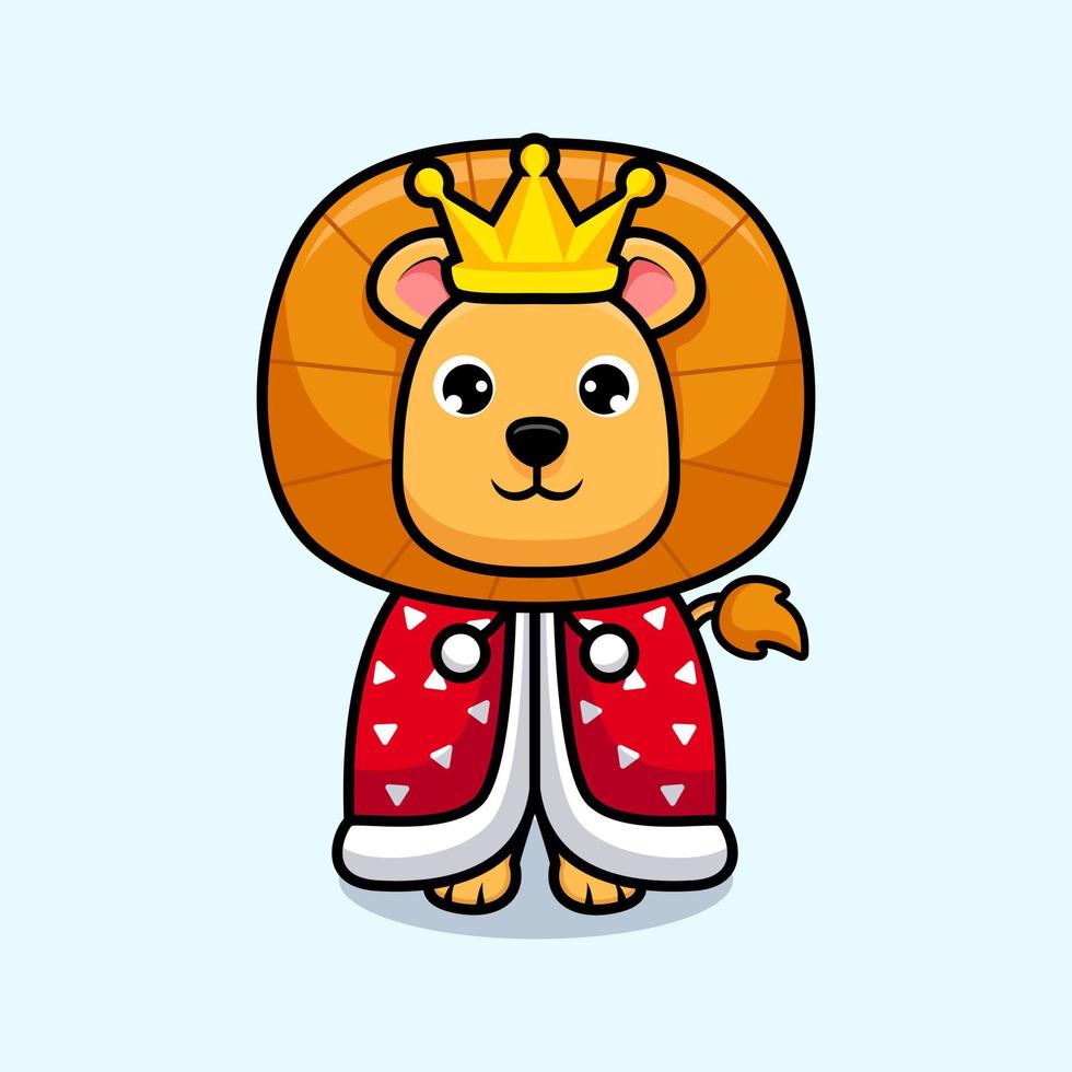 Cute lion king wearing cloak design icon illustration vector