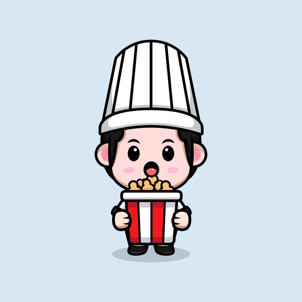 cute Chef mascot cartoon icon. kawaii mascot character illustration for sticker, poster, animation, children book, or other digital and print product vector