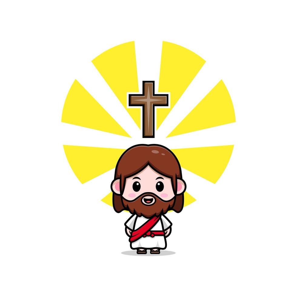 cute  Jesus Christ mascot cartoon icon. kawaii mascot character illustration for sticker, poster, animation, children book, or other digital and print product vector