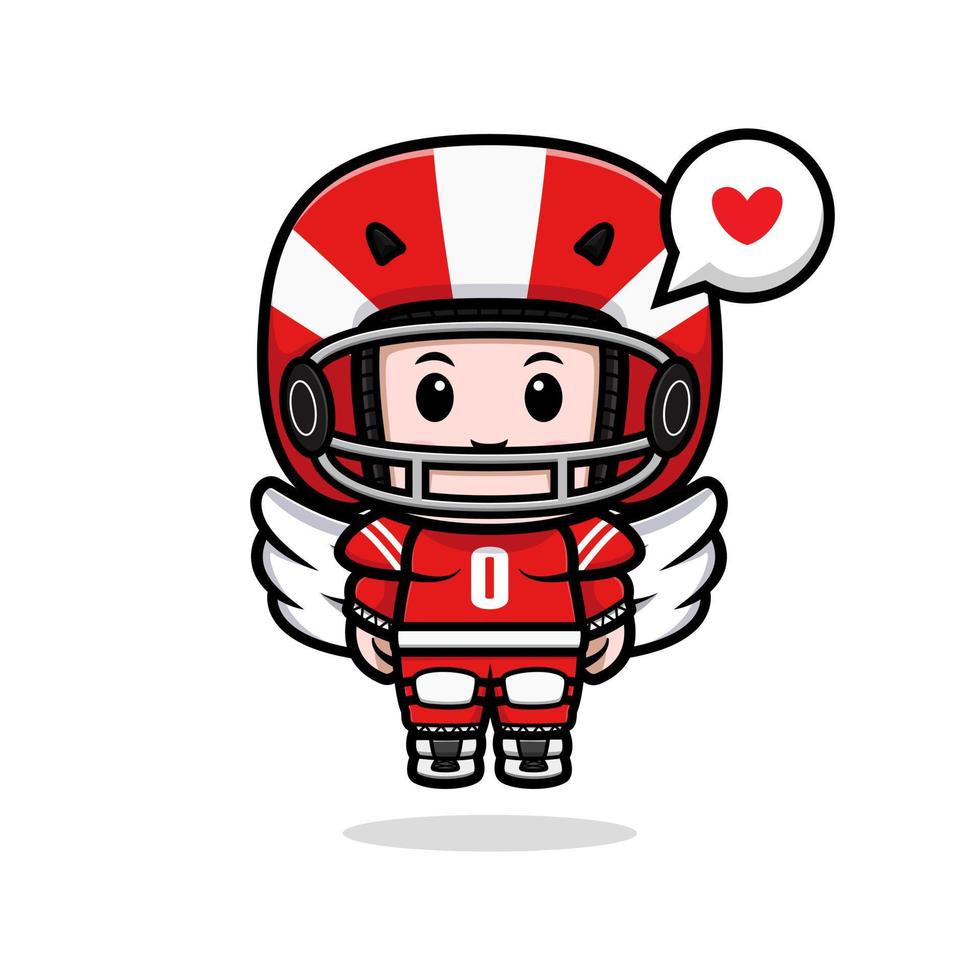 Cute American football player kawaii mascot character illustration for sticker, poster, animation, children book, or other digital and print product vector