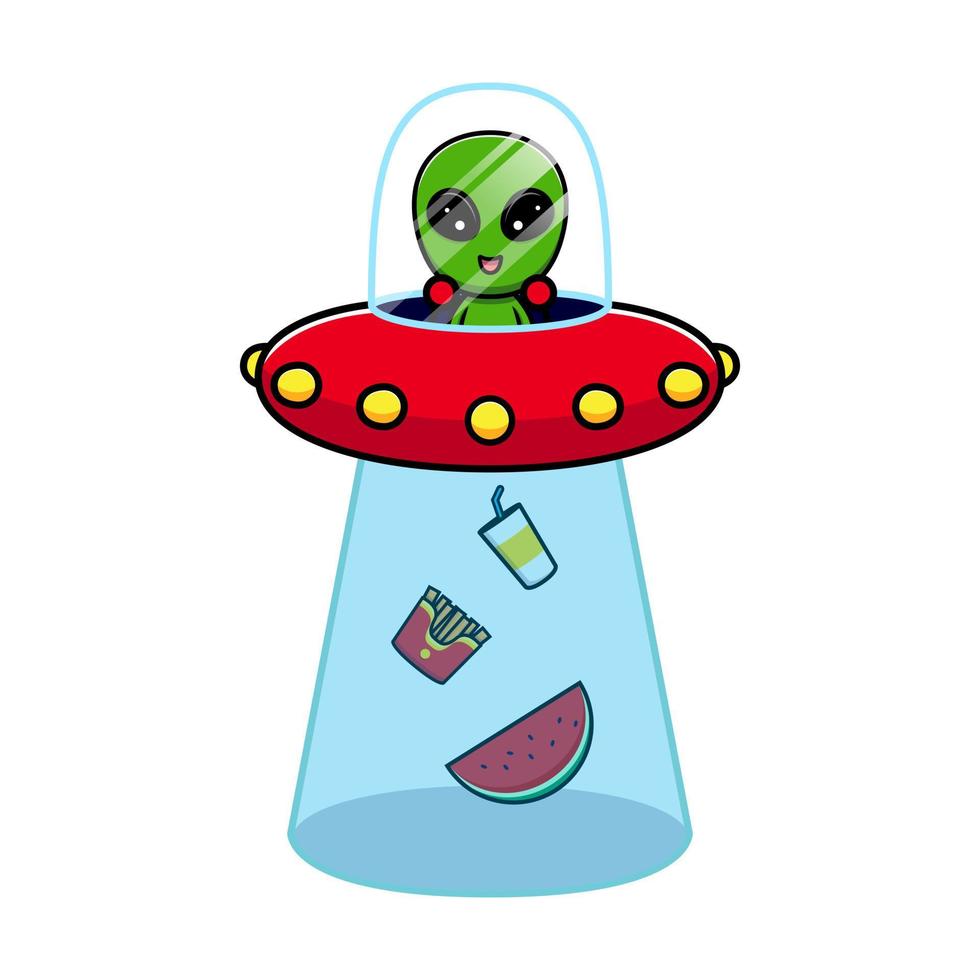 Design of cute alien take foods vector