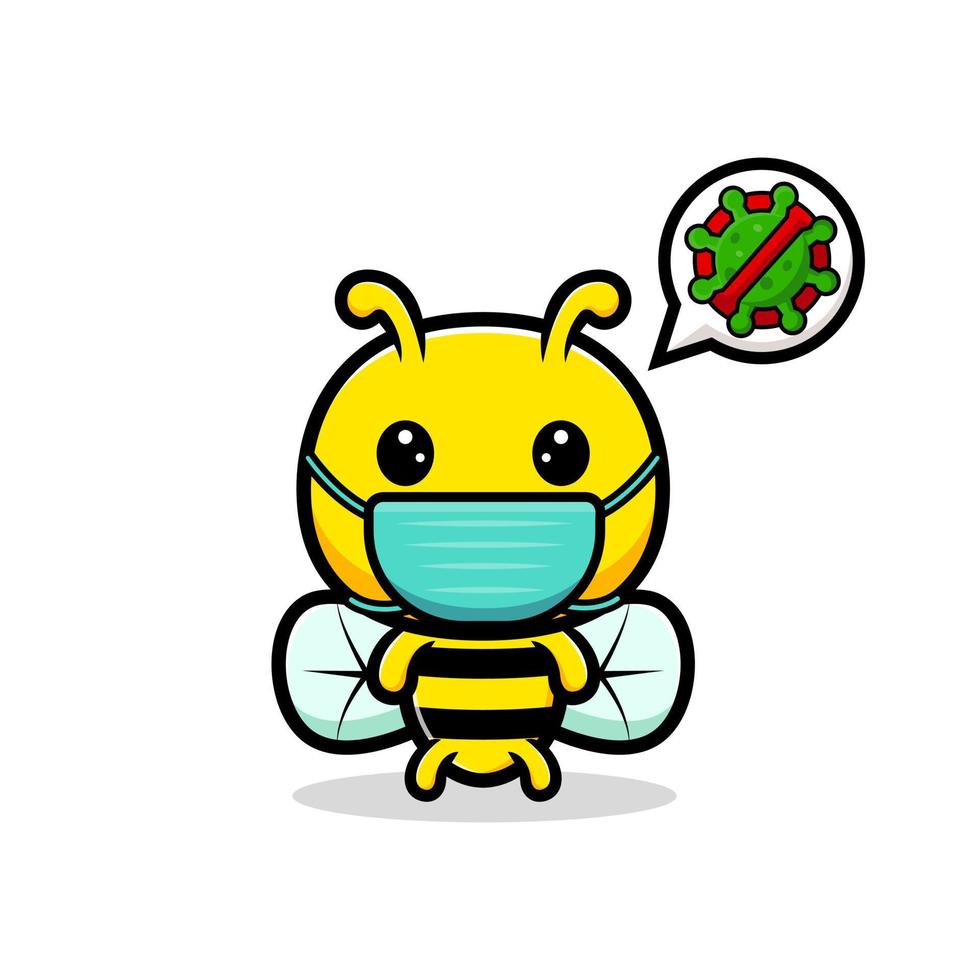 diseño de linda abeja con máscara. personaje de mascota animal vector