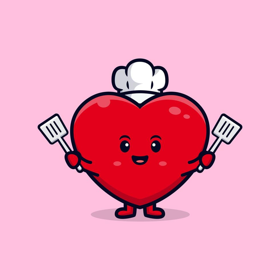 Mascota de dibujos animados de personaje de corazón lindo.Ilustración de personaje de mascota de Kawaii para pegatina, póster, animación, libro para niños u otro producto digital e impreso vector