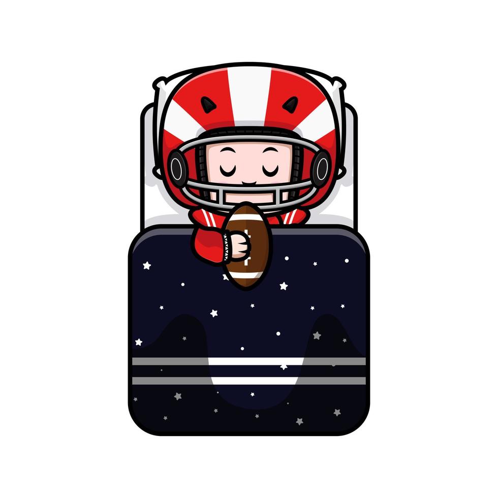 Cute American football player kawaii mascot character illustration for sticker, poster, animation, children book, or other digital and print product vector