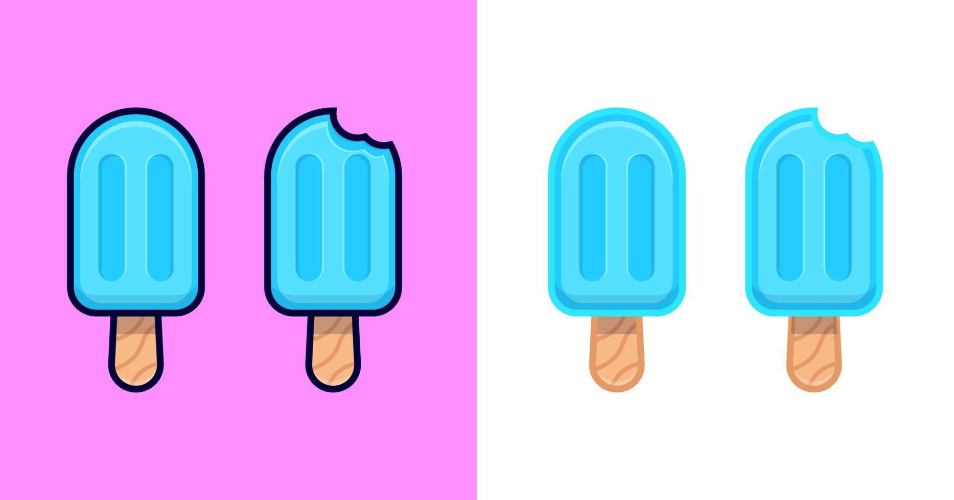 Design of Blue Ice Cream In defferent Style Cartoon Vector Icon Illustration