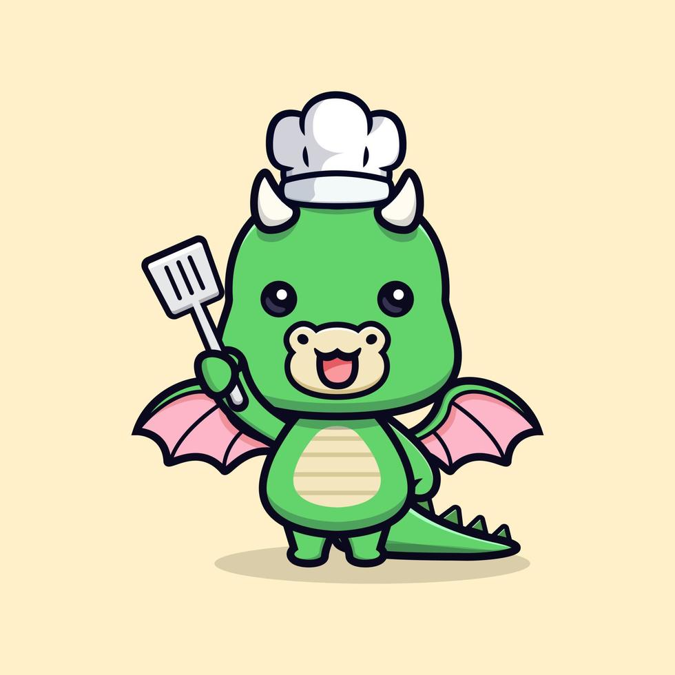 Icono de dibujos animados lindo bebé dragón mascota. Ilustración de personaje de mascota kawaii para pegatina, póster, animación, libro para niños u otro producto digital e impreso vector