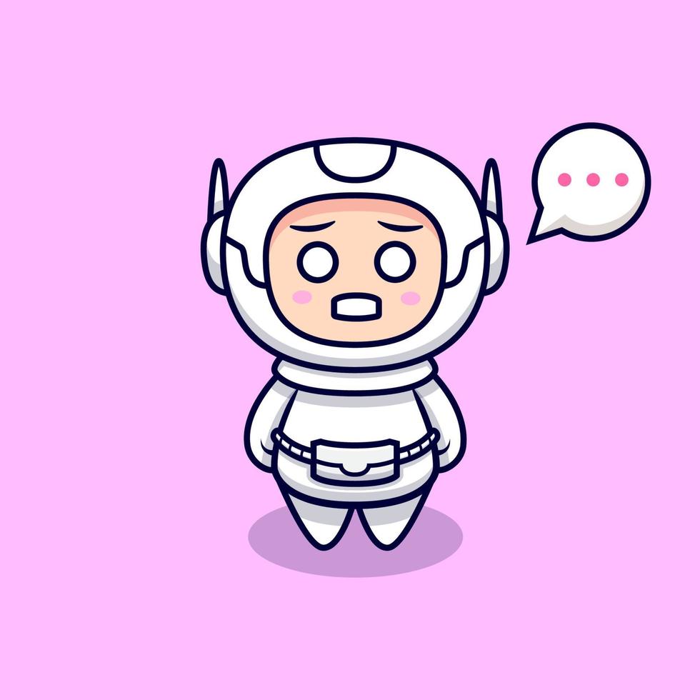 lindo astronauta está confundido ilustración de icono de vector de dibujos animados. estilo de dibujos animados plana