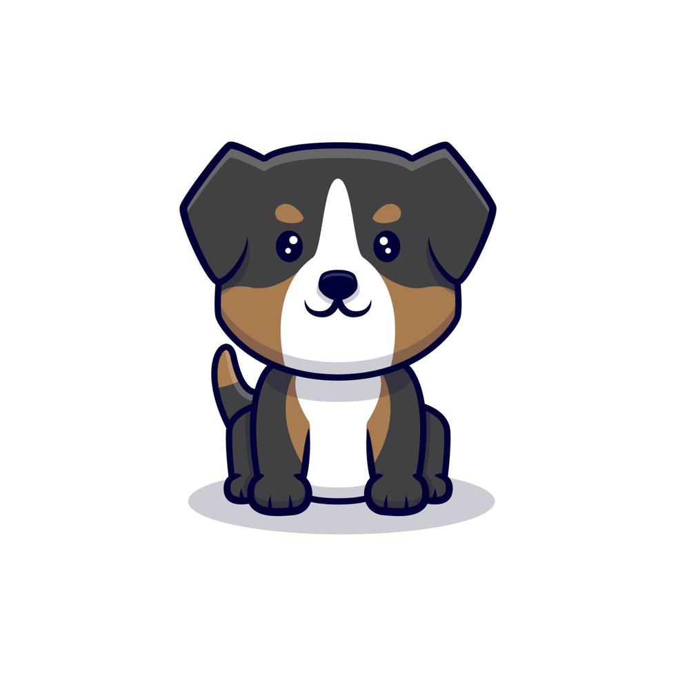 lindo perro pastor australiano sentado icono de dibujos animados ilustración vector